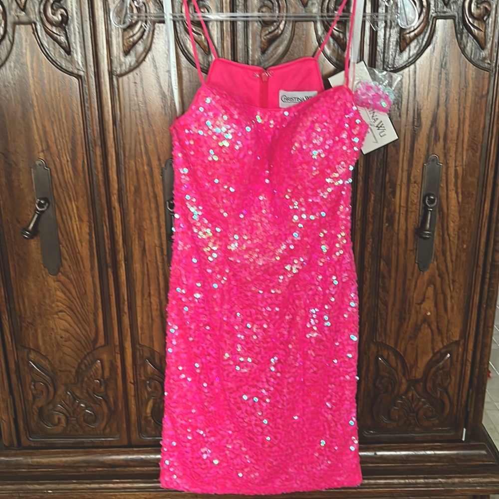 Christina Wu homecoming dress. Hot Pink! New with tags! Size 0.